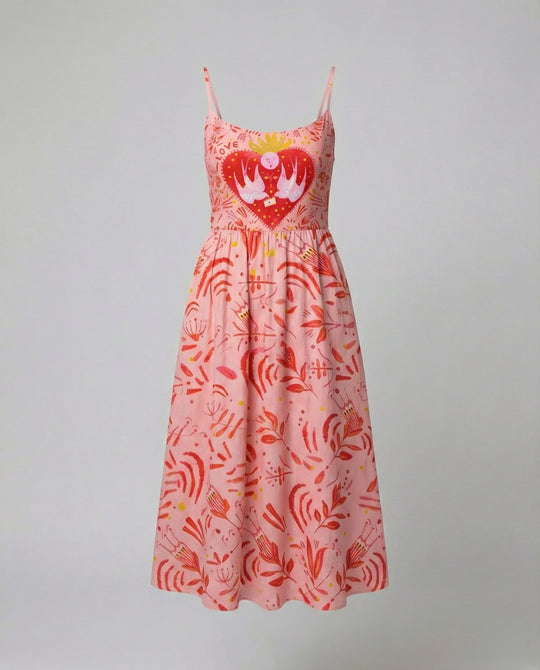 R&B | Einfarbiges Kleid mit U-Ausschnitt und Strapsen