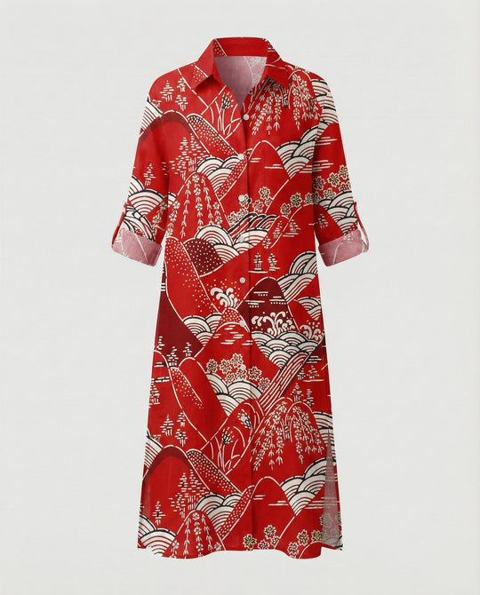 Damen Kaftan Kleid lang Seidenoptik