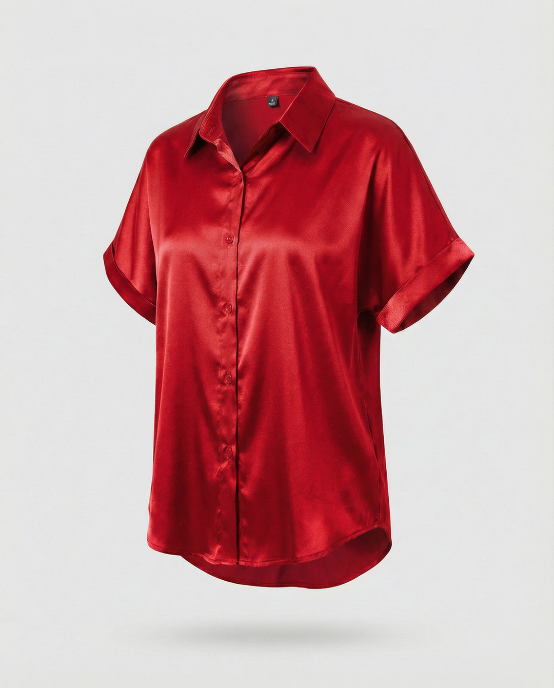 Damen Satin-Bluse mit großem Kragen und überschnittenen Schultern R&B