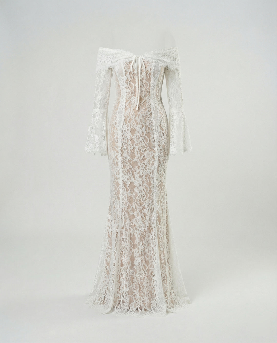 Langarm Abendkleid mit Off-Shoulder Spitze