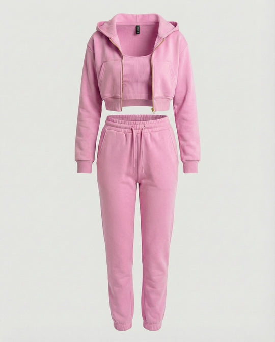 Jogginganzug Damen Lounge-Set mit Cropped Hoodie