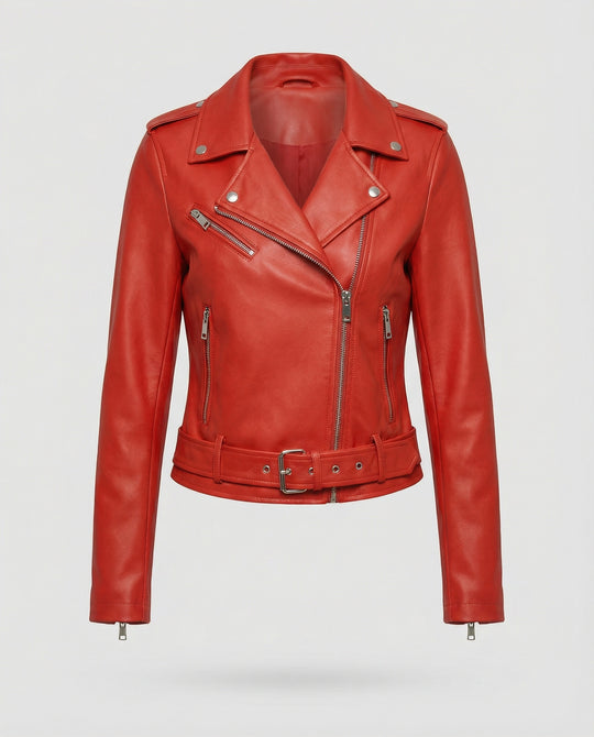 Damen Lederjacke Schwarz Echtleder Look