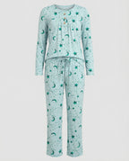 Damen Pyjama Set Damen Print