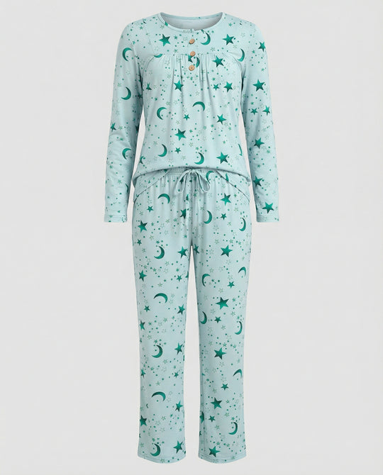 Damen Pyjama Set Damen Print