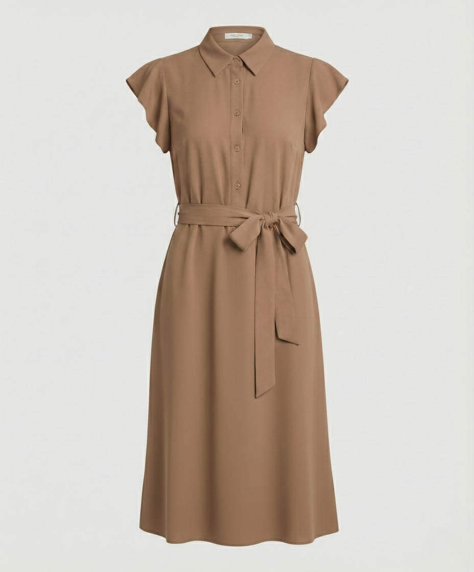 Damen Midikleid elegant mit Stehkragen