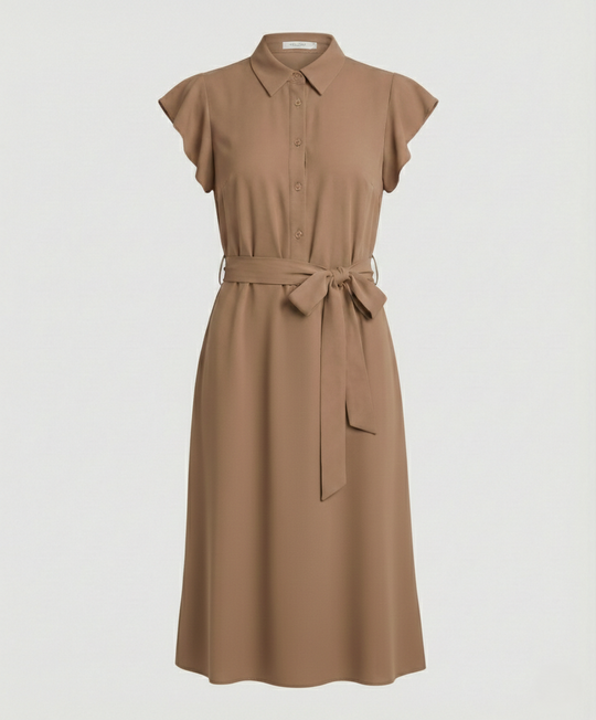 Damen Midikleid elegant mit Stehkragen