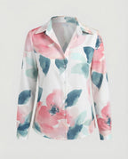 Hemdbluse Seidenoptik Damen Floral