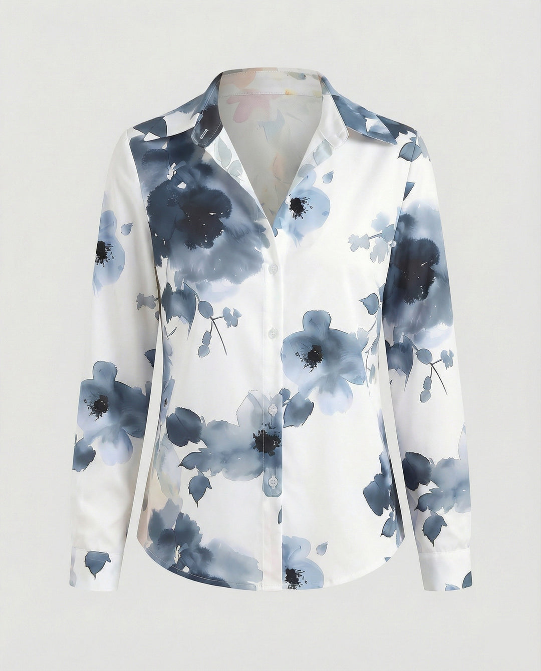Hemdbluse Seidenoptik Damen Floral