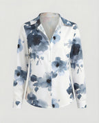 Hemdbluse Seidenoptik Damen Floral