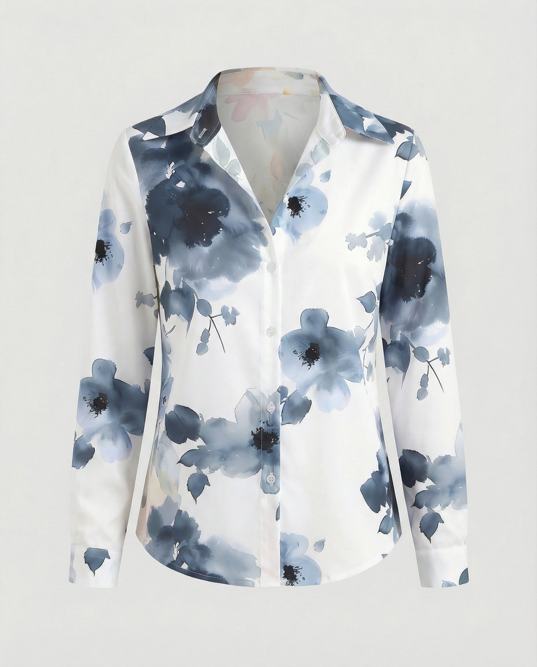 Hemdbluse Seidenoptik Damen Floral