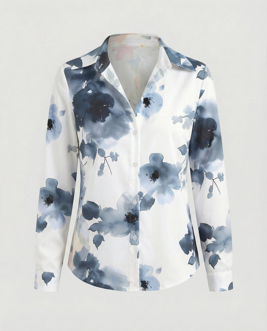 Hemdbluse Seidenoptik Damen Floral