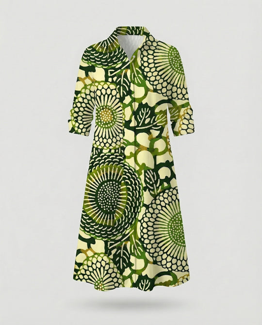 Damen Hemdblusenkleid Baumwolle Freizeit