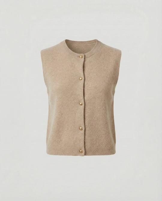 Damen Strickweste elegant mit Knopfverschluss