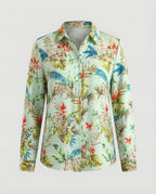 Leichte Hemdbluse Damen Aquarell Blumen