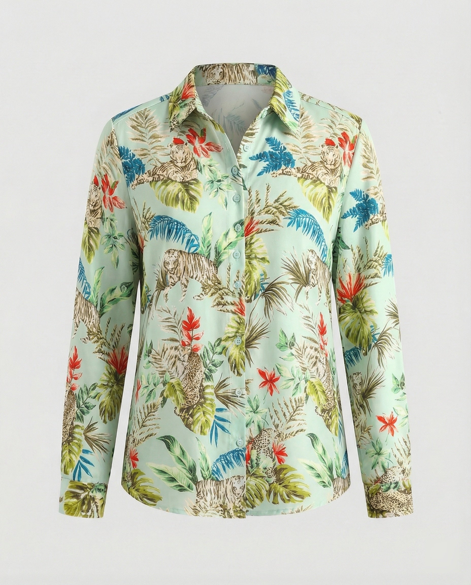 Leichte Hemdbluse Damen Aquarell Blumen