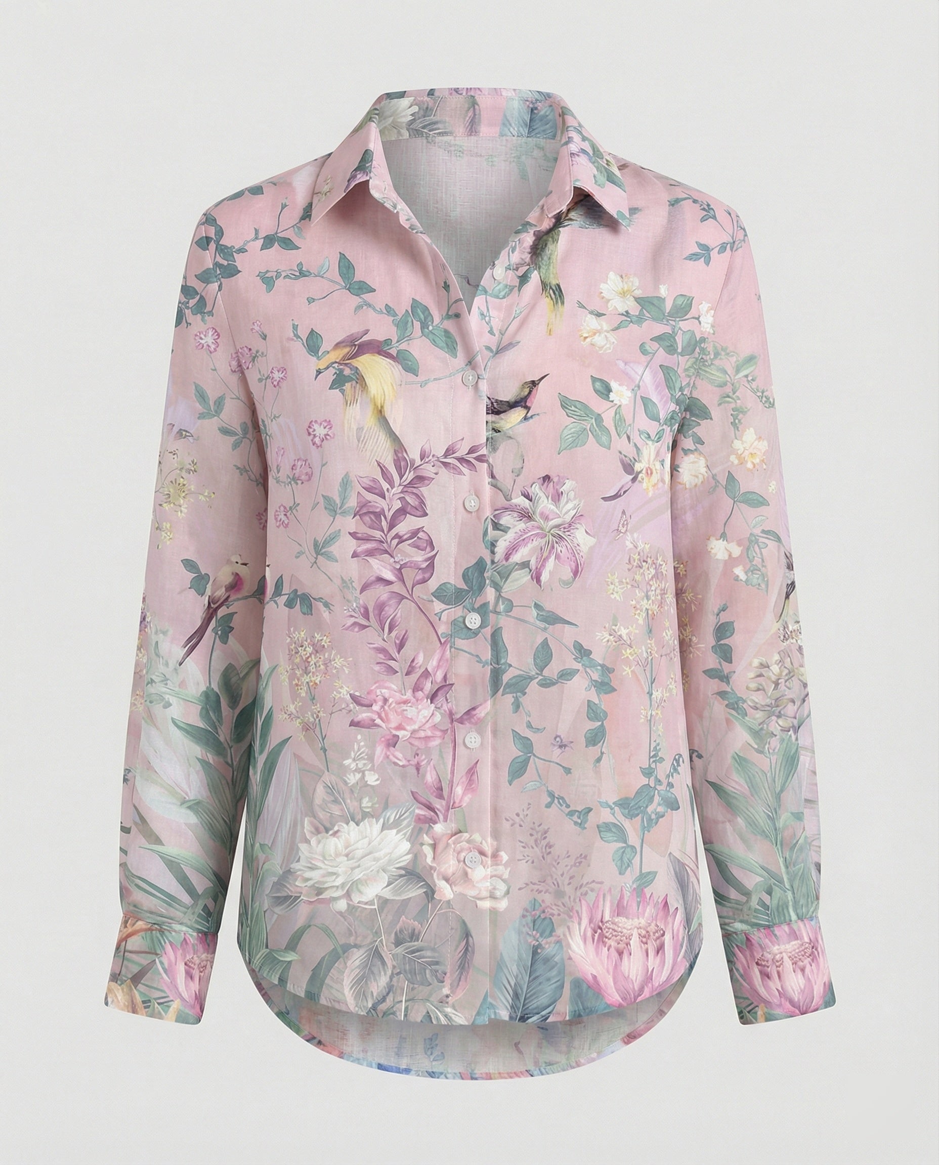 Leichte Hemdbluse Damen Aquarell Blumen