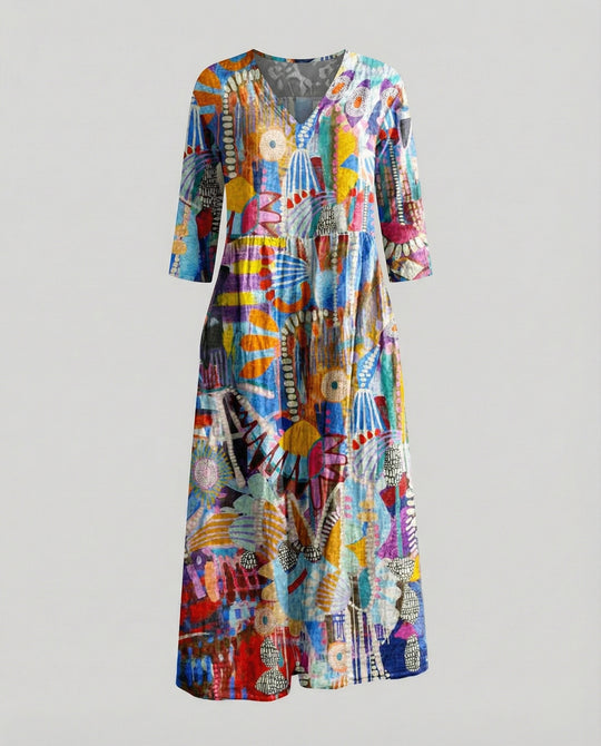 A-Linie Maxikleid Damen Mit Taschen