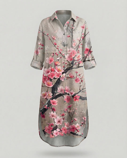 Damen Kaftan Kleid lang Seidenoptik