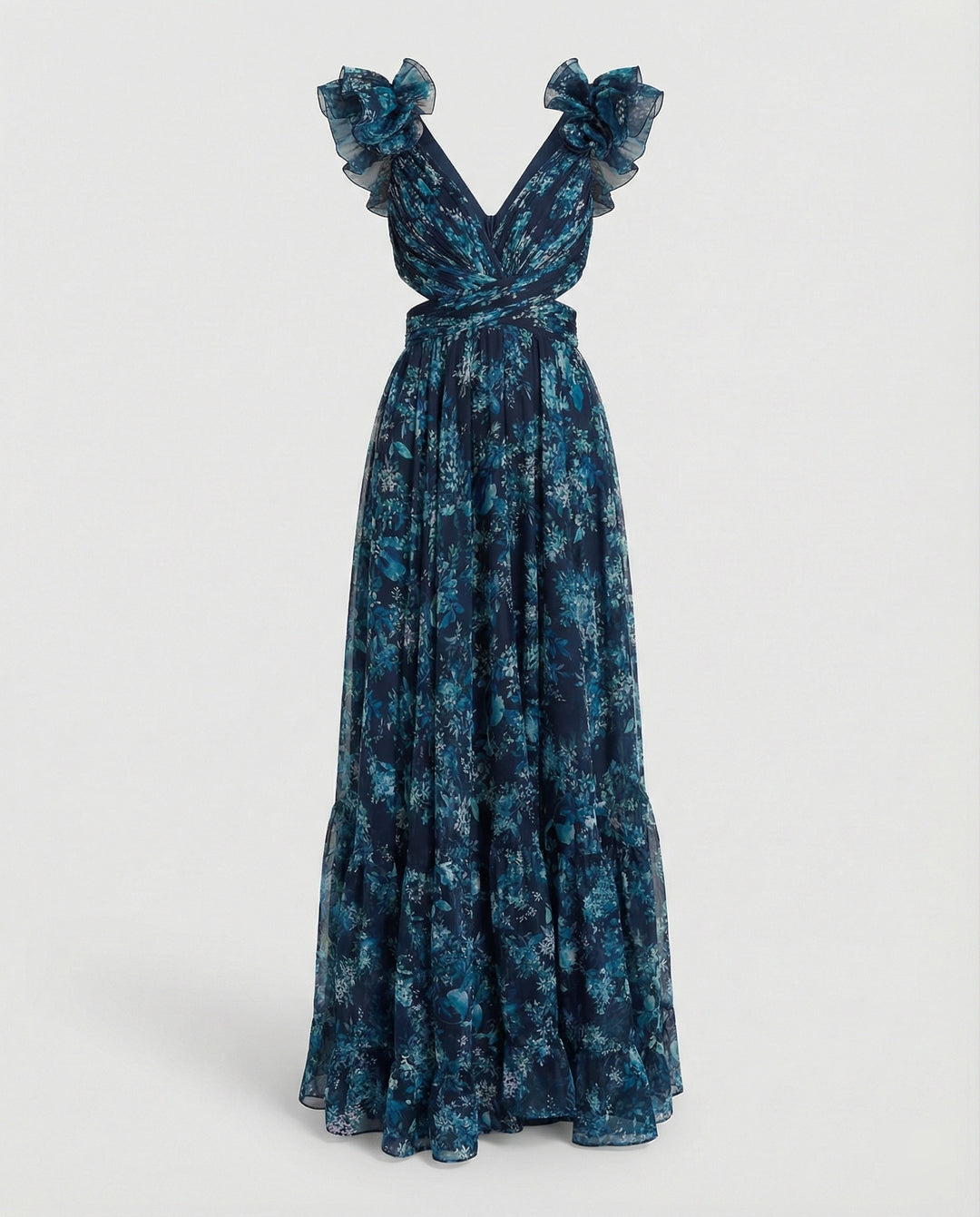 Damen Maxikleid Chiffon V-Ausschnitt