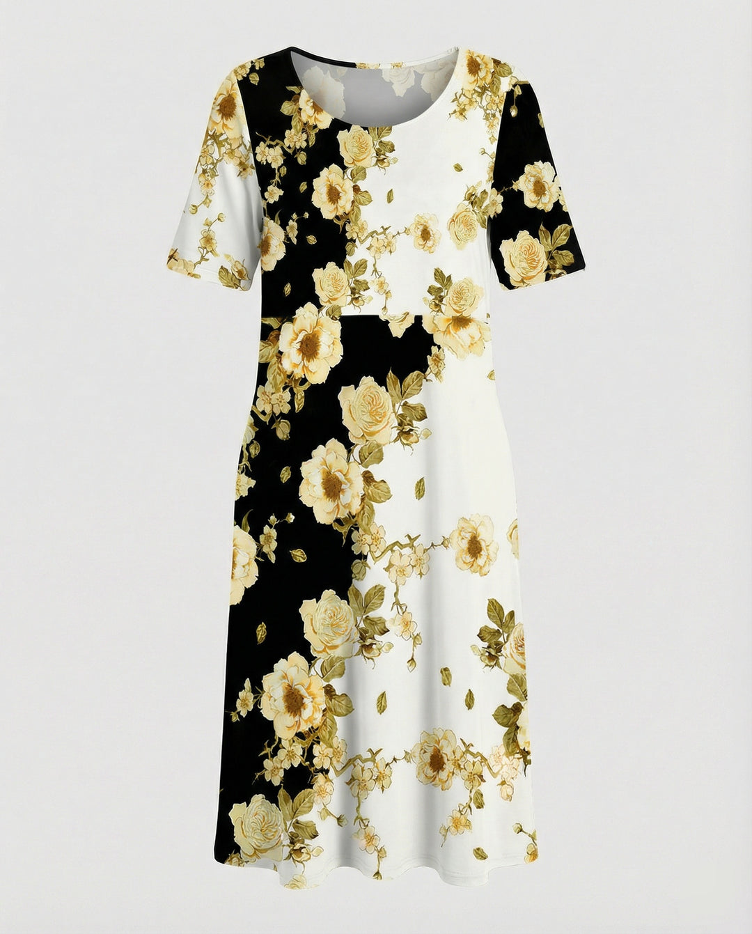 Damen Midikleid A-Linie Freizeitkleid