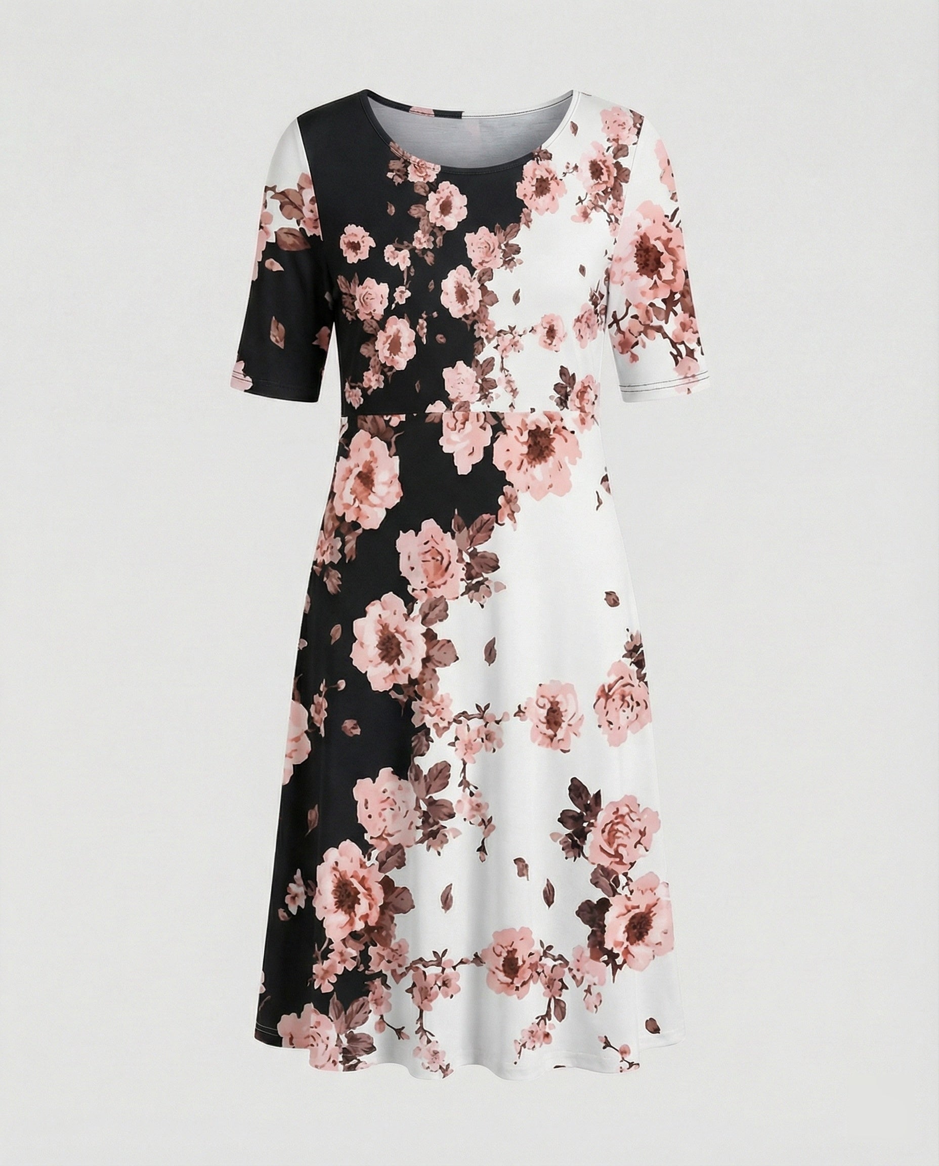 Damen Midikleid A-Linie Freizeitkleid