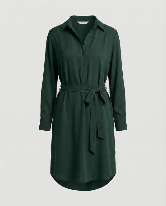 Hemdblusen Minikleid Mit Bindegürtel Damen