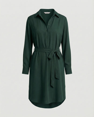 Hemdblusen Minikleid Mit Bindegürtel Damen