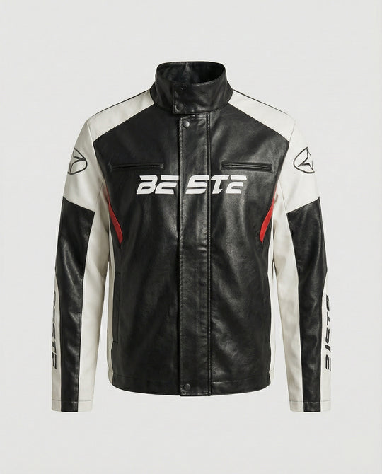 Herren Racing Bikerjacke Kunstleder