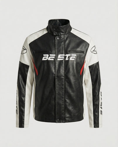 Herren Racing Bikerjacke Kunstleder
