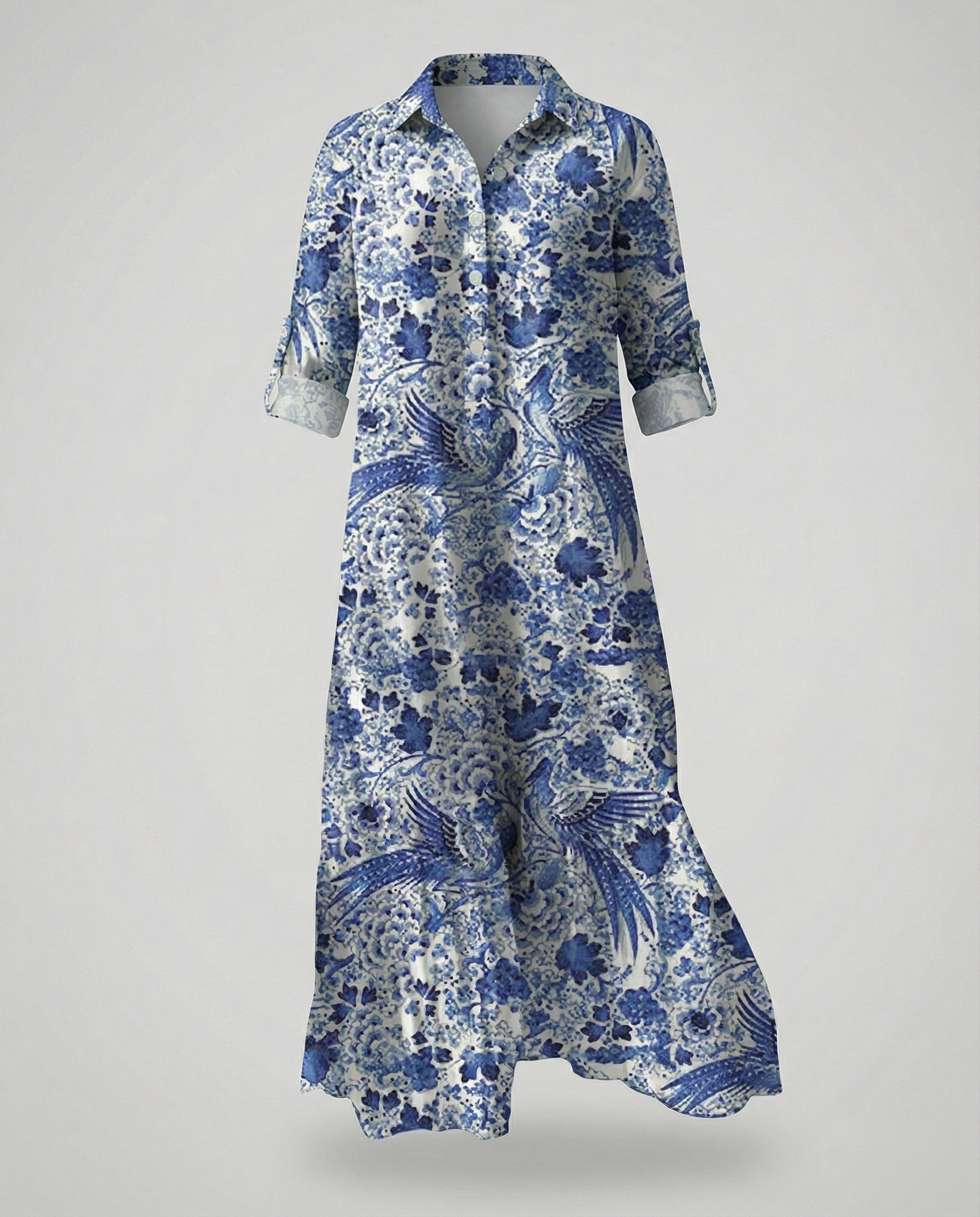Damen Hemdblusenkleid mit Volant