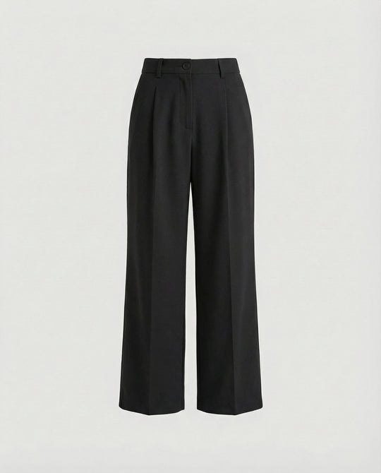 Damen Weite Anzughose High Waist mit eleganten Falten
