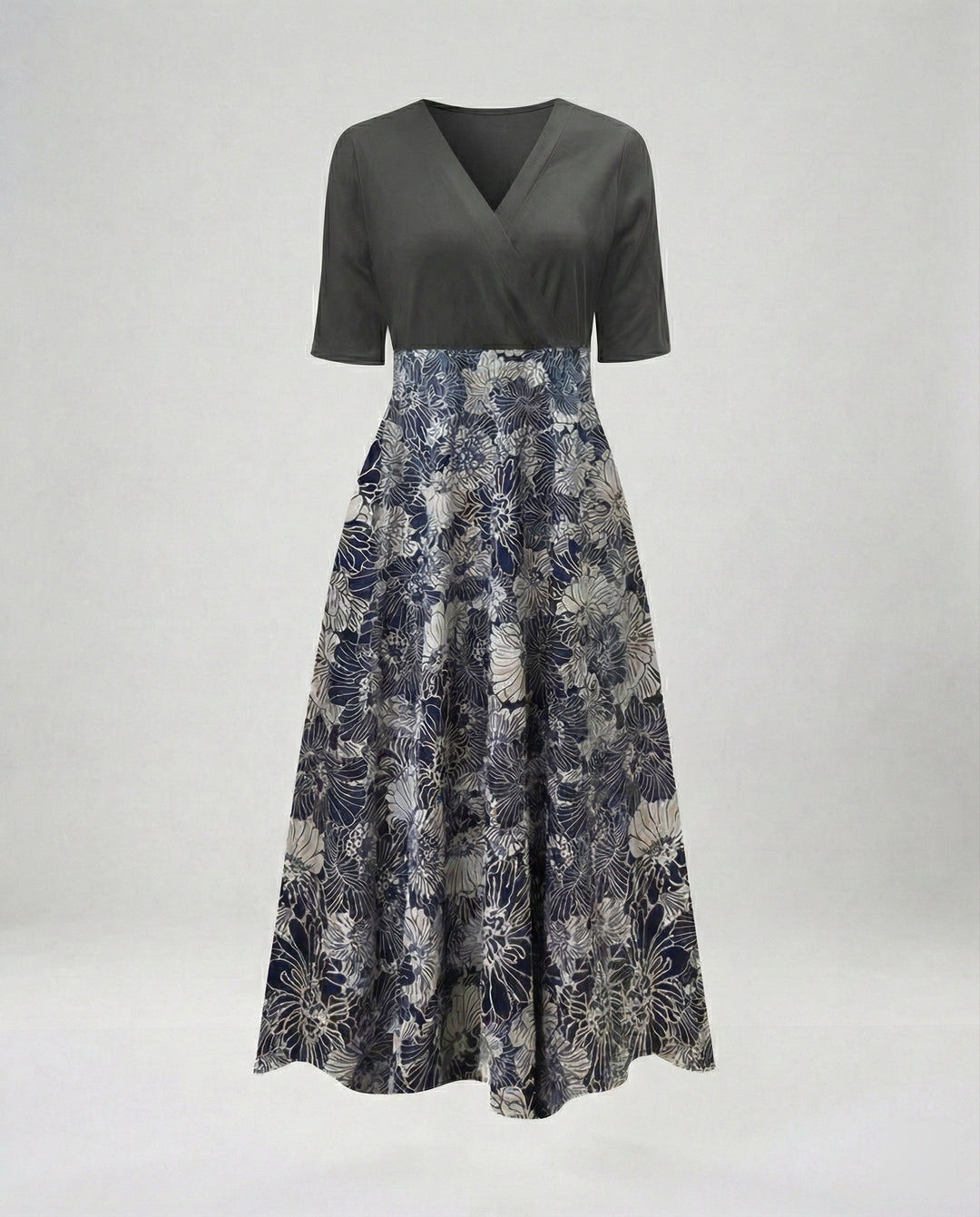 Damen Wickel Maxikleid mit V-Ausschnitt
