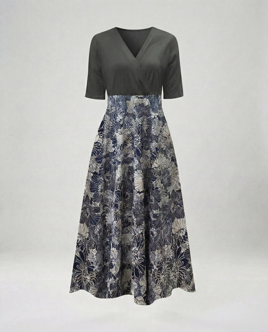 Damen Wickel Maxikleid mit V-Ausschnitt