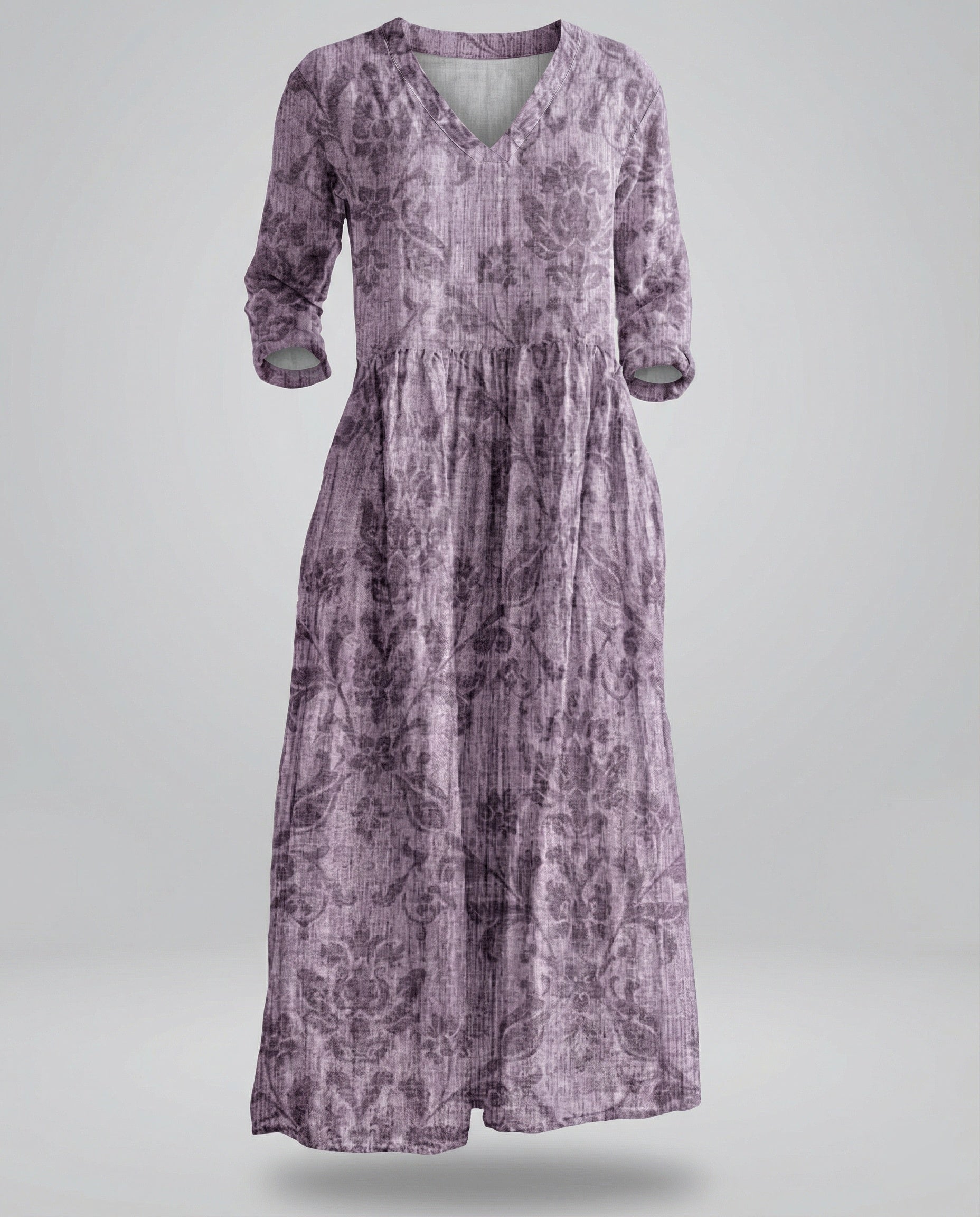 Damen Boho Maxikleid Sommer Leinenoptik
