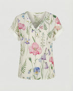 V-Ausschnitt Bluse Leinenoptik Damen