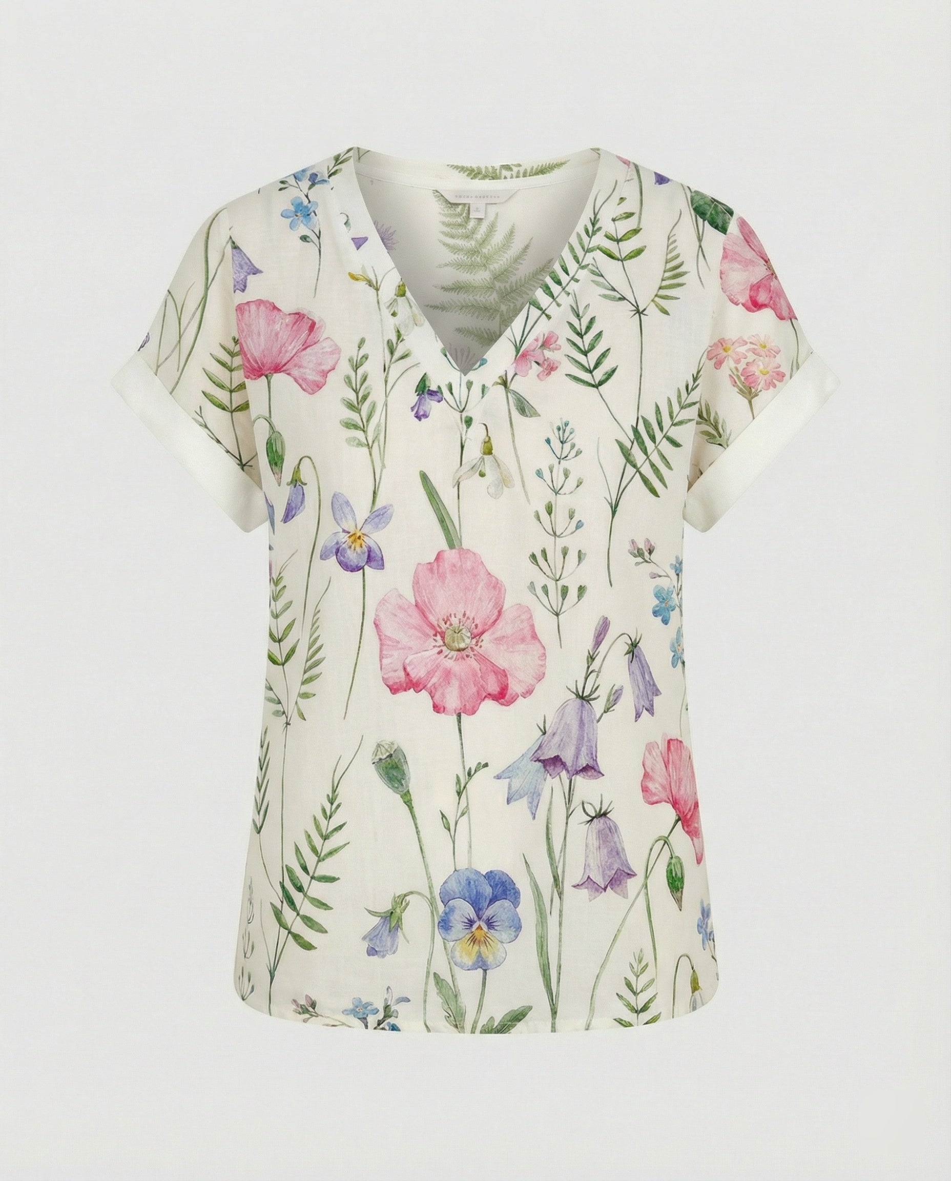 V-Ausschnitt Bluse Leinenoptik Damen