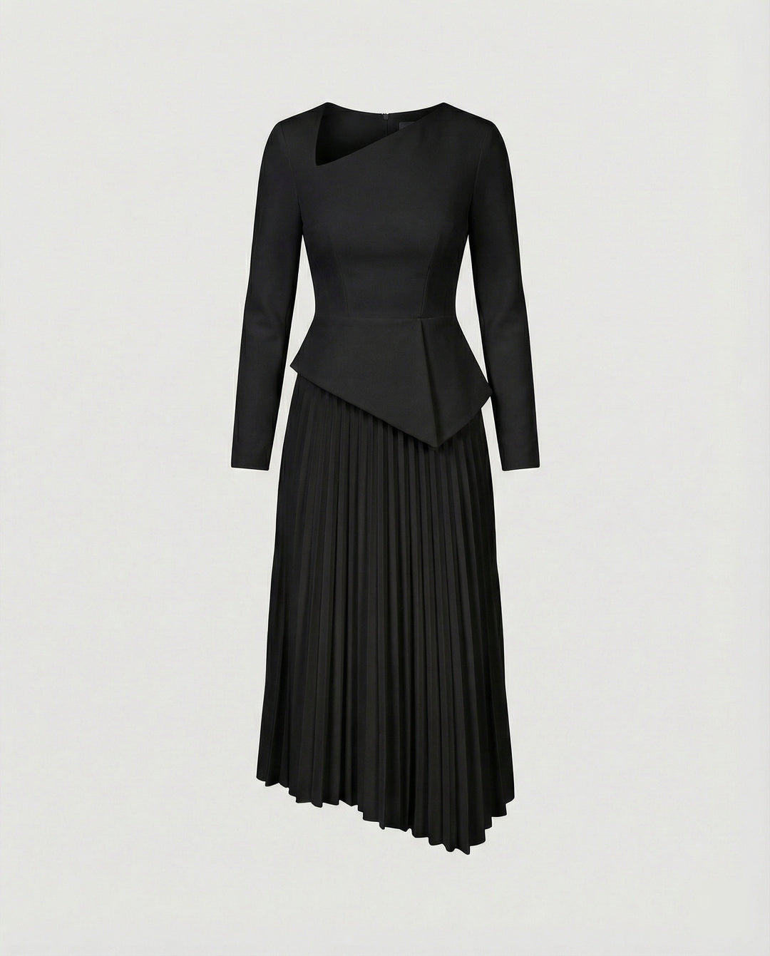 Damen Midikleid asymmetrisch mit Schößchen