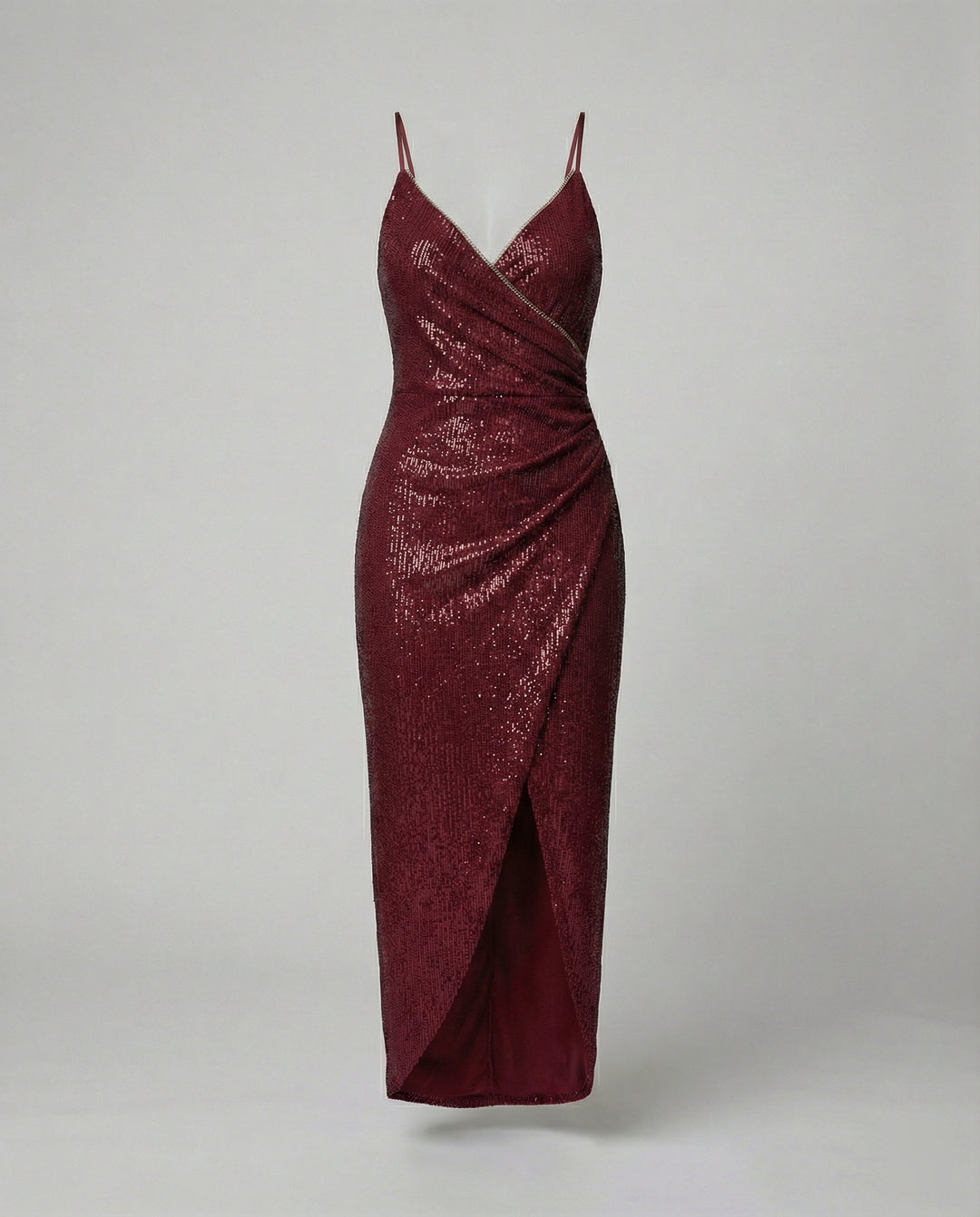 Damen Glamouröses Wickelkleid mit glitzender Oberfläche und hoch geschlitzt R&B