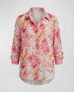 Leichte Hemdbluse Damen Aquarell Blumen