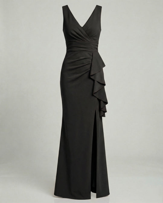 Figurbetontes Abendkleid mit V-Ausschnitt