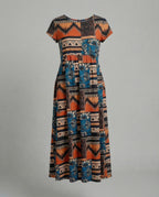 Damen Maxikleid Patchwork A-Linie