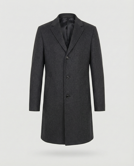 Herren eleganter Wollmantel mit klassischem Revers und praktischen Taschen R&B