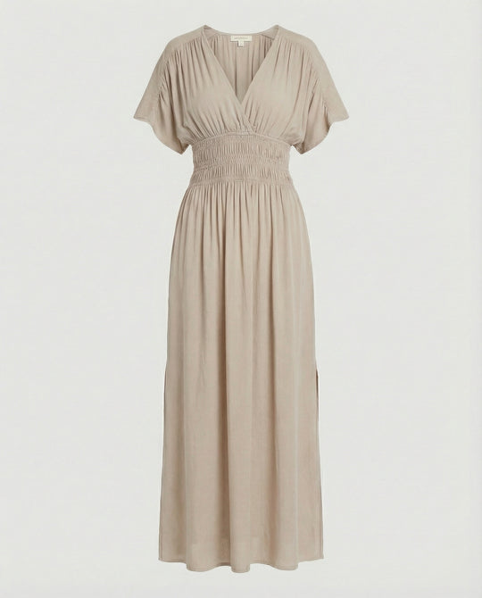 Damen Maxikleid Sommer V-Ausschnitt Schlitz