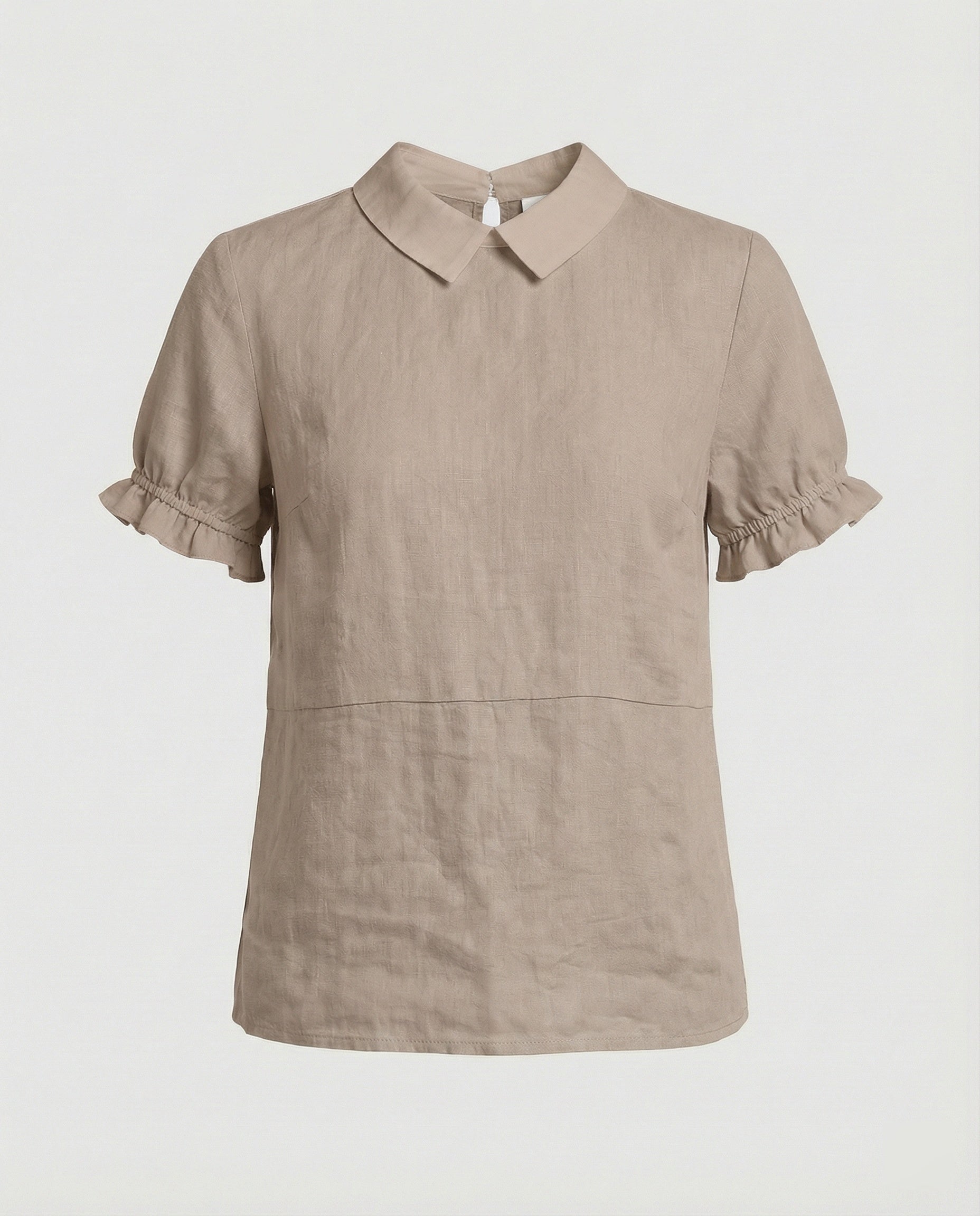 Damen Bluse Leinen Peter Pan Kragen