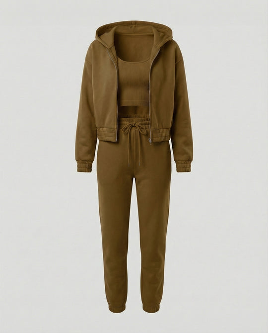 Damen Freizeit Set 3-teilig mit Hoodie und Jogginghose