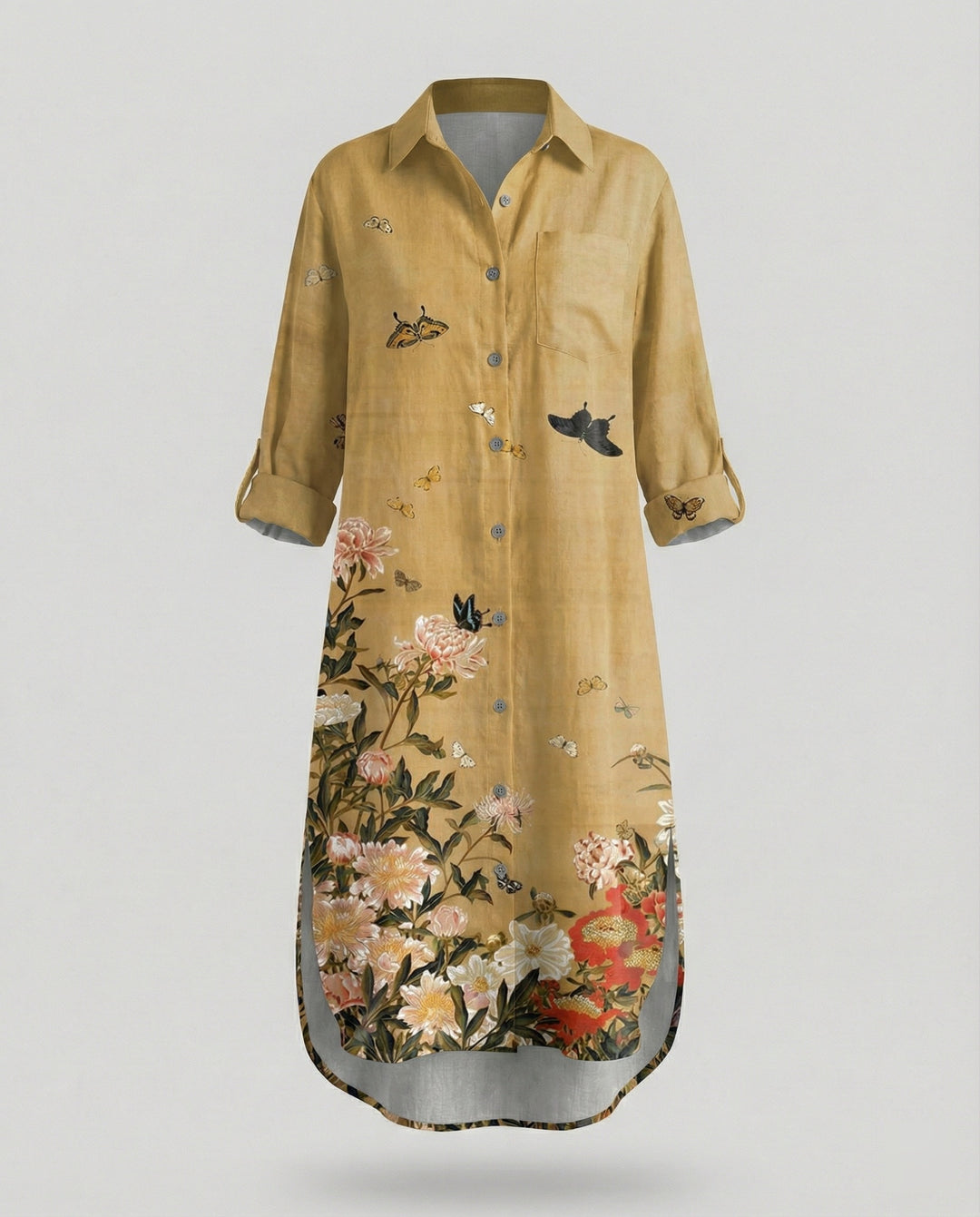 Damen Kaftan Kleid lang Seidenoptik