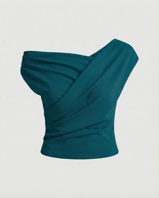 Damen Elegantes Drapiertes Oberteil mit asymmetrischem Schnitt R&B