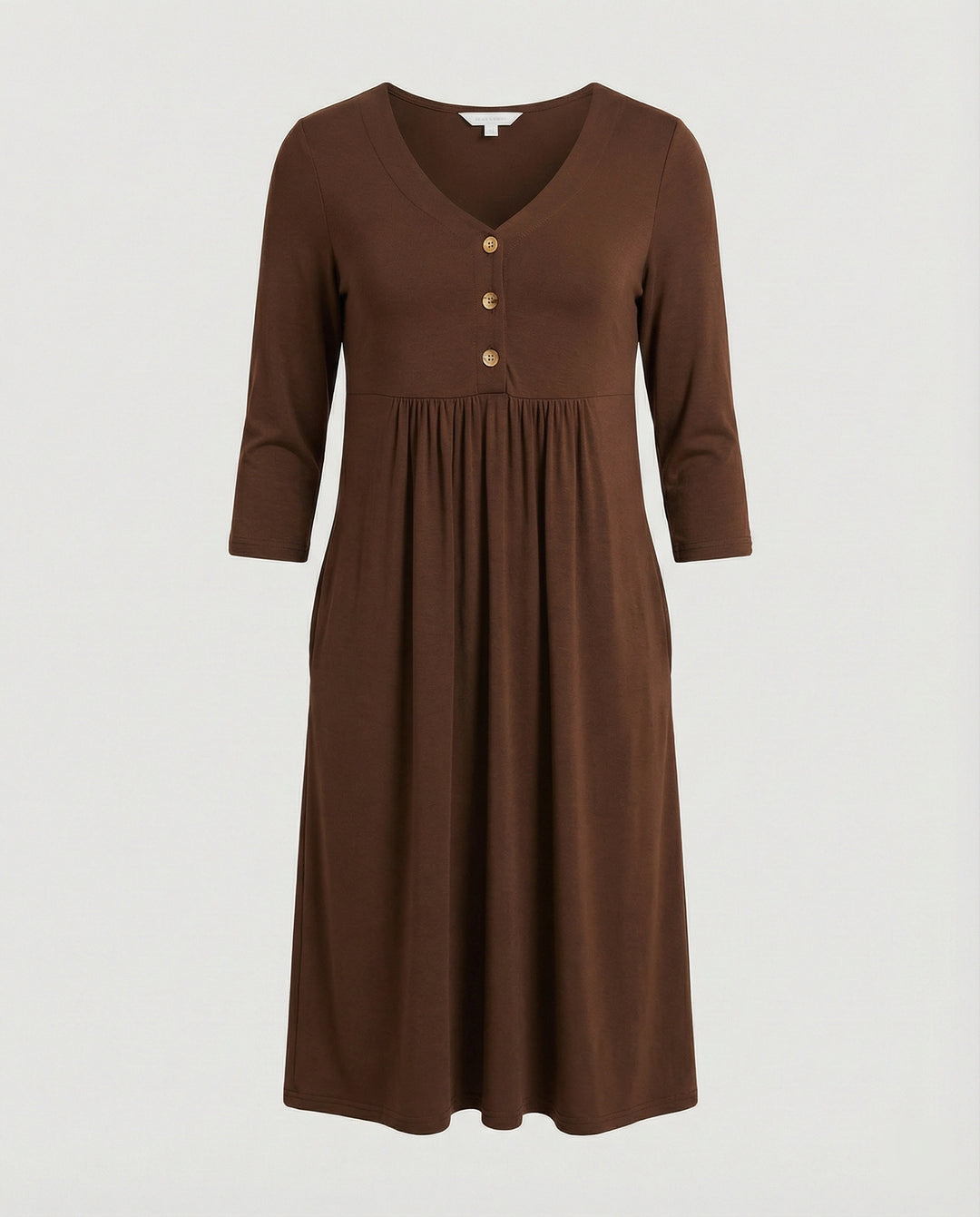 Damen Midikleid Empire V-Ausschnitt