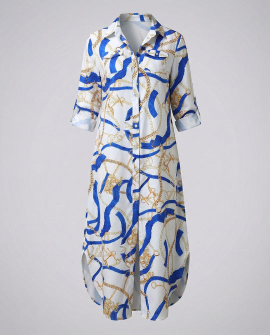 Freizeitkleid Damen Hemdblusenkleid Schlitz