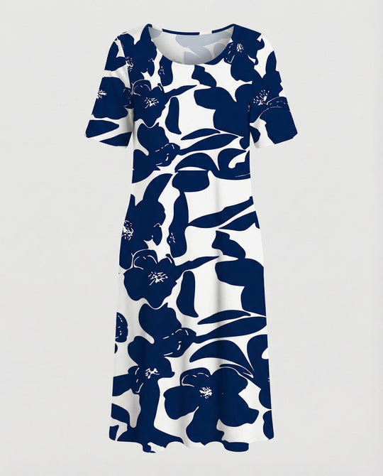 Damen Midikleid A-Linie Freizeitkleid